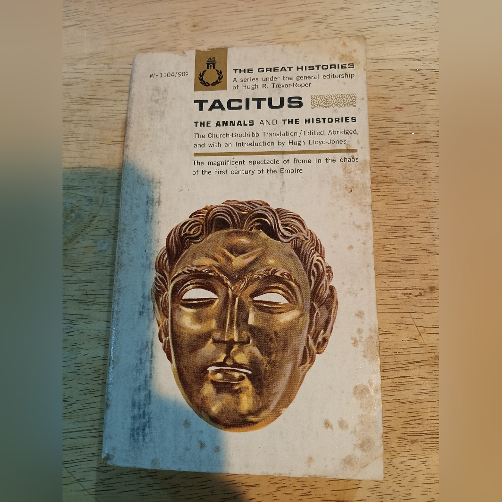 Vintage Tacitus Book with Gold Mask Cover
